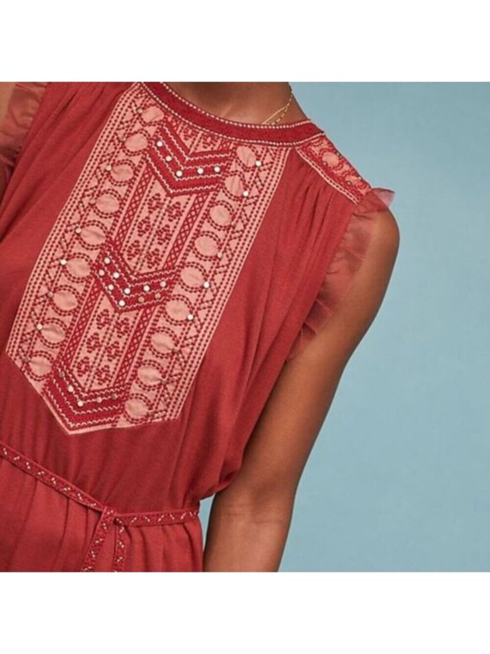 NWOT Anthropologie | Feather Bone Maroon Tunic Size S